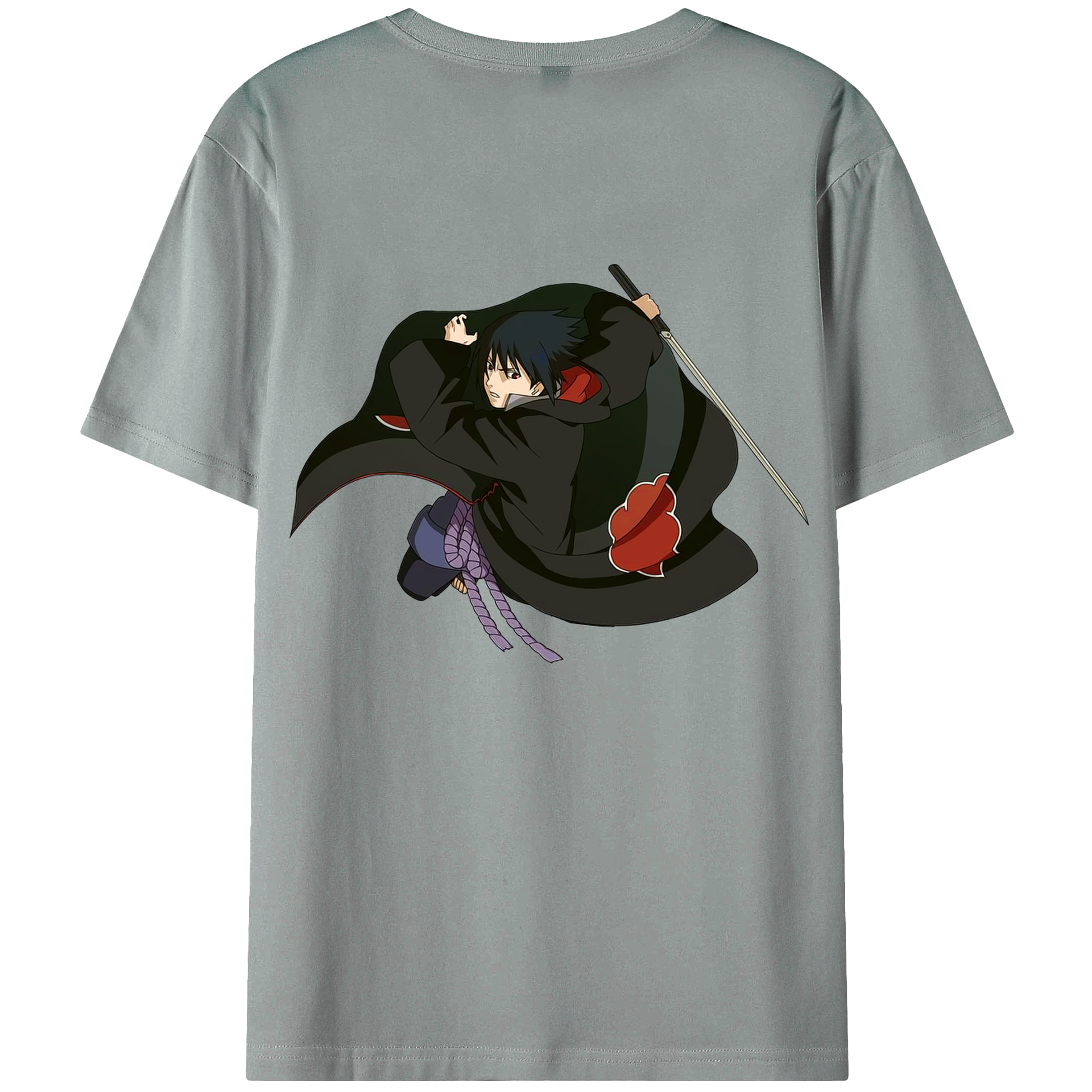 （画像用） NARUTO -ナルト- うちは サスケ Uchiha Sasuke 綿100％ メンズ半袖Tシャツ（バックプリント） 通気性